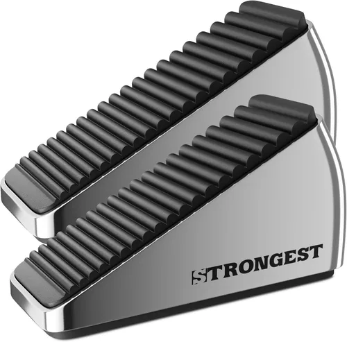 Miniatura 14 de STRONGEST HOME Topes de puerta ajustables XL con resorte, cuña resistente de 3 pulgadas para entradas gruesas y de gran tamaño, agarre de goma Negro