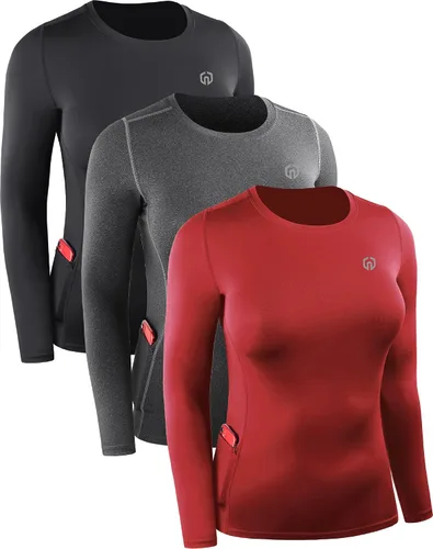 Miniatura 34 de NELEUS - Camisa deportiva de compresión atlética, de manga larga, para mujer, dry fit, paquete de 3