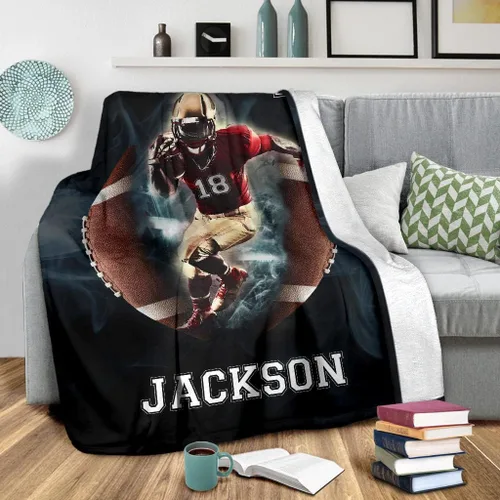 Miniatura 4 de Manta de fútbol personalizada con nombre y número, manta de fútbol personalizada con nombre y número, manta suave para cama, mantas cálidas, regalos