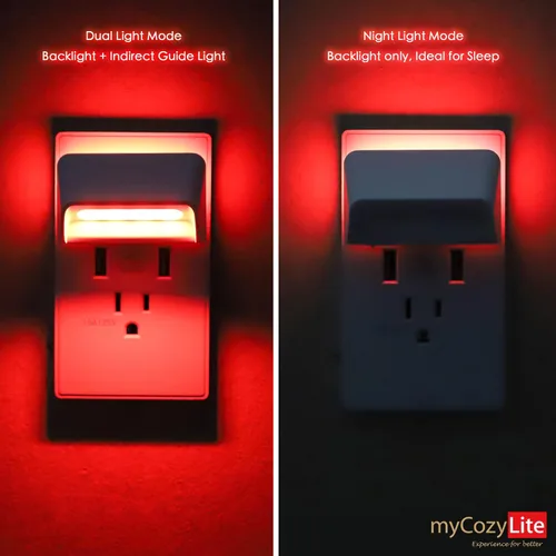 Miniatura 4 de Luz nocturna LED roja, sensor de atardecer a amanecer, modo de iluminación doble, luz guía y luz de sueño, interruptor de encendido y apagado, luz