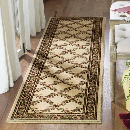 Miniatura 36 de SAFAVIEH Lyndhurst Collection - Alfombra de pasillo, 2 pies 3 pulgadas x 8 pies, color negro y marrón, diseño tradicional de enrejado floral,
