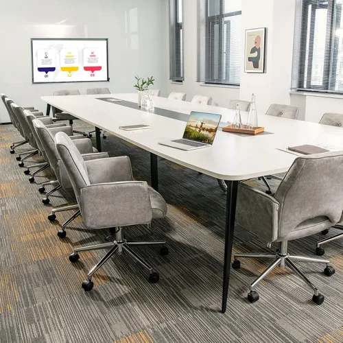 Miniatura 9 de Giantex Silla de escritorio de oficina en casa, silla de escritorio de piel sintética con ruedas y reposabrazos, altura ajustable, moderna silla