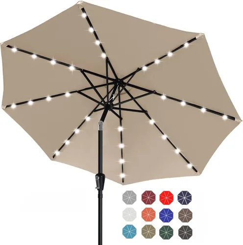 Miniatura 23 de ABCCANOPY Sombrillas solares duraderas para patio con 32 luces LED de 7.5 pies (beige claro)