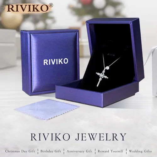 Miniatura 6 de RIVIKO Collar con dije de cruz con inicial para mujeres y niñas, plata de ley 925, delicados collares de letras, nombre del alfabeto, joyería