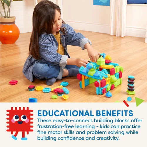 Miniatura 2 de Battat Bloques de cerdas - Bloques de construcción entrelazados STEM - Juego de 36 piezas - Juguetes de desarrollo para niños pequeños y niños