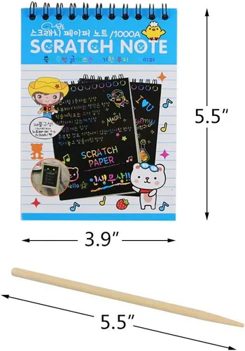 Miniatura 6 de Paquete de 16 blocs de notas de arcoíris para rascar y bocetos, mini notas de rayas arcoíris con lápiz capacitivo, 10 páginas, bloc de notas