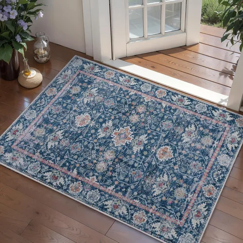 Miniatura 173 de Tangsoo Alfombra lavable para pasillo, antideslizante, 2 x 6 pies, estilo bohemio, floral, vintage, para entrada, suelo suave, para cocina, baño