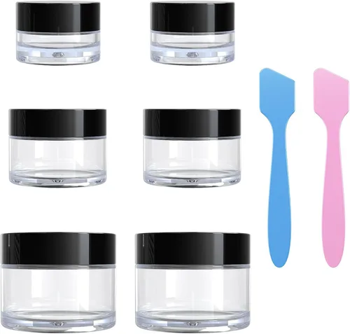 Miniatura 12 de Recipientes de tamaño de viaje para artículos de tocador, 4 frascos pequeños de cosméticos de 1 onza para maquillaje, cremas faciales, loción