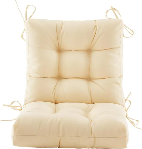 Miniatura 2 de BLISSWALK Cojines para sillas de exteriores, cojín grueso de mimbre con respaldo bajo y lazos para muebles de patio, 40 pulgadas de largo x 20 Beige