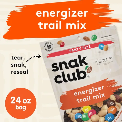 Miniatura 3 de Snak Club Energizer Trail Mix con cacahuetes salados tostados, pasas, caramelos de chocolate M&M'S, almendras tostadas, aperitivo sin gluten