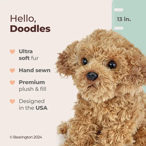 Miniatura 2 de Bearington Lovely Doodles Perro de Peluche Color Caramelo de 14 pulgadas - Animales de Peluche de Cachorro - Juguetes de Perro de Peluche para Niños