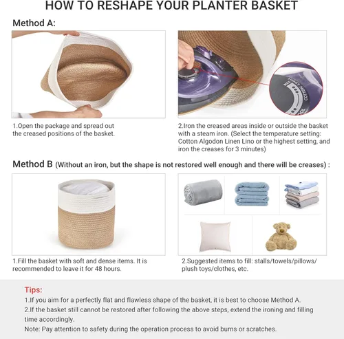Miniatura 6 de Dahey - Cesta tejida pequeña de cuerda de algodón para plantas, cesta enrollada para macetas de hasta 7 pulgadas, cesta decorativa para cubrir