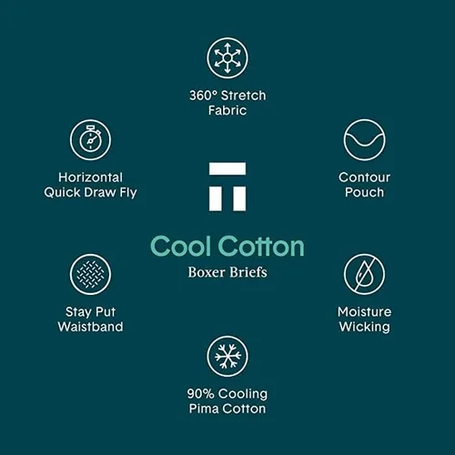 Miniatura 8 de Tommy John Mens Trunk 4" Underwear - Cool Cotton Boxers with Supportive Contour Pouch - Cool, Dry Pima Cotton Blend