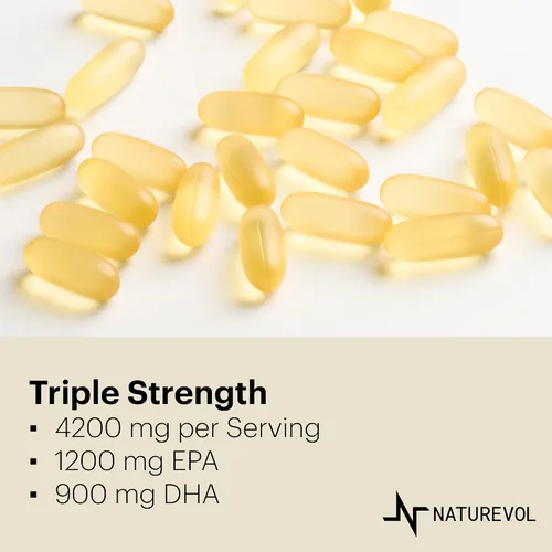 Miniatura 3 de Aceite de pescado omega-3 de triple fuerza 4200 mg – 1200 mg EPA + 900 mg DHA Cápsulas blandas sin eructos de alta potencia Aceite de pescado