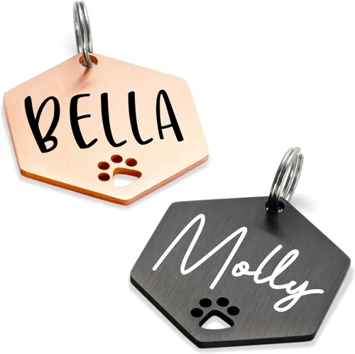 Miniatura 24 de Ultra Joys Placas de Identificación para Perros Personalizadas para Mascotas - Placa de ID Personalizada con Pata Hueca - Placa Grabada para Perros