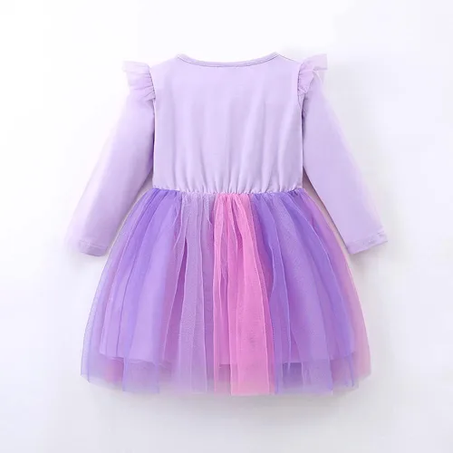 Miniatura 2 de Vestido de fiesta de cumpleaños de princesa de manga larga con estampado de unicornio, reno y arco iris, ropa de invierno y otoño