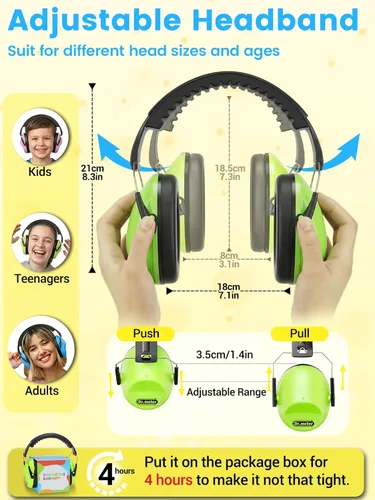 Miniatura 5 de Dr.meter Paquete de 12 orejeras para reducción de ruido: 27.4SNR Auriculares con cancelación de ruido para niños y adultos, EM100 orejeras