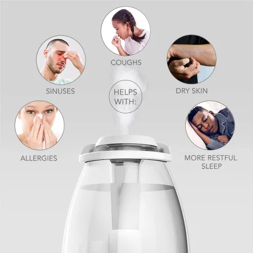 Miniatura 5 de Sharper Image UHT1-SI Humidificador ultrasónico de niebla fría, tanque de agua de 0.4 galones (1.5 litros), 2 ajustes, apagado automático, boquilla