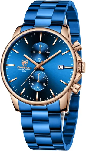 Miniatura 11 de GOLDEN HOUR Fashion Business - Relojes para hombre con cronógrafo, a prueba de agua, de acero inoxidable, reloj de cuarzo, con fecha automática