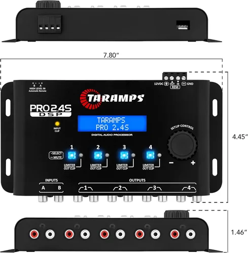 Miniatura 8 de Taramp's Pro 2.4S DSP Crossover procesador de señal digital completo y ecualizador con secuenciador de 15 bandas de ecualización gráfica 12 EQ