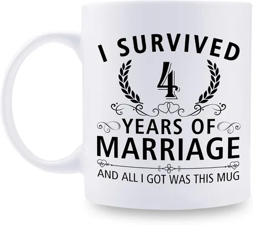 Miniatura 45 de Taza de café de 11 onzas con texto en inglés "I Survived 50 Years of Marriage and All I Got Was This Cup" para el 50 aniversario de boda y para él
