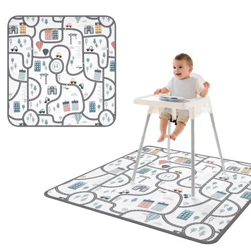 Miniatura 21 de BapronBaby Adventure Awaits - Tapete impermeable para debajo de sillas altas, suelos, mesas, tiempo de juego o artes y manualidades, lavable a