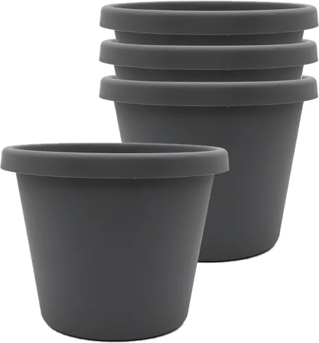 Miniatura 34 de The HC Companies Maceta redonda de plástico Prima con borde enrollado - Maceta para flores ligera y resistente a los rayos UV para hierbas y más
