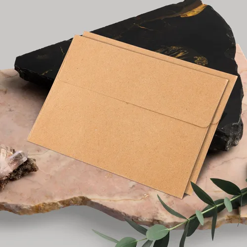 Miniatura 4 de Granhoolm Paquete de 50 sobres – 5 x 7 pulgadas para invitaciones y tarjetas de felicitación – Despegar y prensar, ideal para bodas (Kraft)
