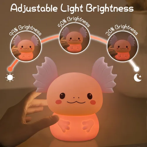 Miniatura 4 de Regalos de Axolotl Luz Nocturna para Niños, Bonita Lámpara de Axolotl de Silicona para Bebé y Niño Pequeño, Luz Nocturna de Animales para Niños