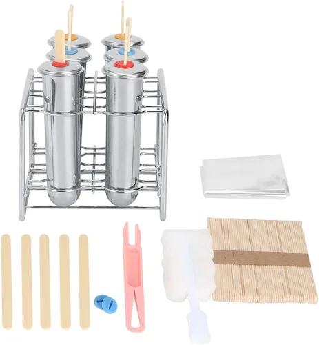 6 tazas de acero inoxidable 304 para helado, cubitos de hielo, bandeja de paletas de hielo, doble ranura, adecuada para helado casero