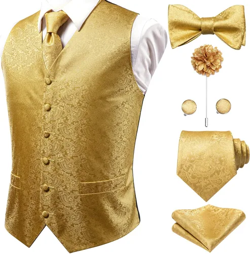 Hi-Tie Juego de gemelos cuadrados de bolsillo para hombre, 4 piezas, chaleco, corbata, para traje o esmoquin, más colores para elegir