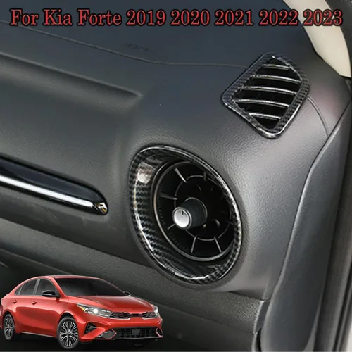 Miniatura 3 de MUXEE para Kia Forte 2019-2024 5PCS ABS Fibra de Carbono Centro Control Aire Acondicionado Marco Salpicadero Superior Salida de Viento Cubierta