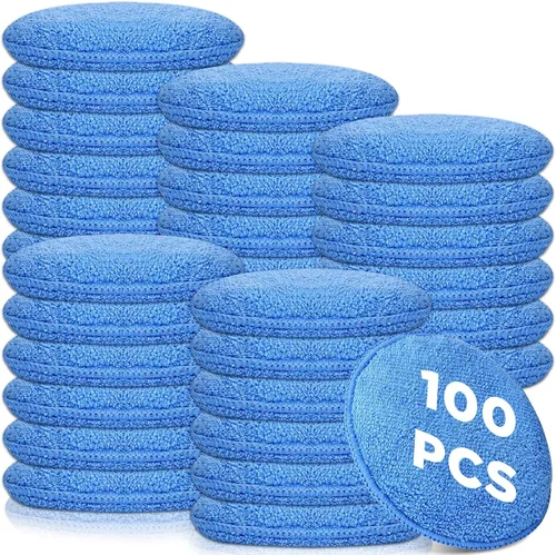 Miniatura 13 de Tanlade 50 almohadillas de microfibra para detalles de automóvil, aplicador de cera, almohadillas de microfibra de lavado, 5 pulgadas de diámetro