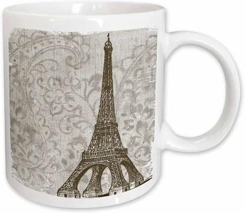 Miniatura 12 de 3dRose Vintage Eiffel Tower - France 15oz Two-Tone Black Mug