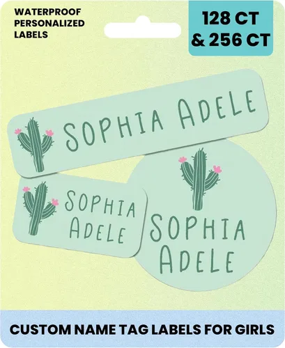 Miniatura 12 de Suministros escolares etiquetas de nombre personalizadas, etiquetas adhesivas de nombre personalizadas lavables para niñas, etiquetas adhesivas