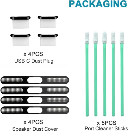 Miniatura 7 de Tapón Antipolvo USB C, Funda de Puerto USB C Tipo C para Enchufe de Puerto de Carga, Funda Antipolvo para Altavoces, Accesorios para iPhone 17 Pro