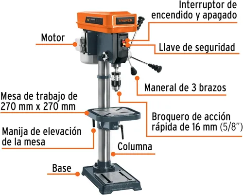 Miniatura 2 de Truper 16178 / TAPI-13-5/8" x 13" Prensa de taladro de piso