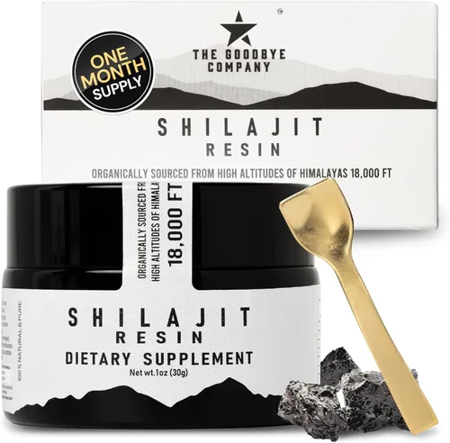 The Goodbye Company Resina pura Shilajit – Orgánica con más de 85 oligoelementos y ácido fúlvico puro; para hombres y mujeres, impulso de energía,