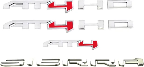 4 piezas AT4 HD Emblema Sierra Letras 3D Adhesivo para Puerta Lateral Trasera Portón Maletero Placa de Identificación 85002068 Reemplazo para Sierra