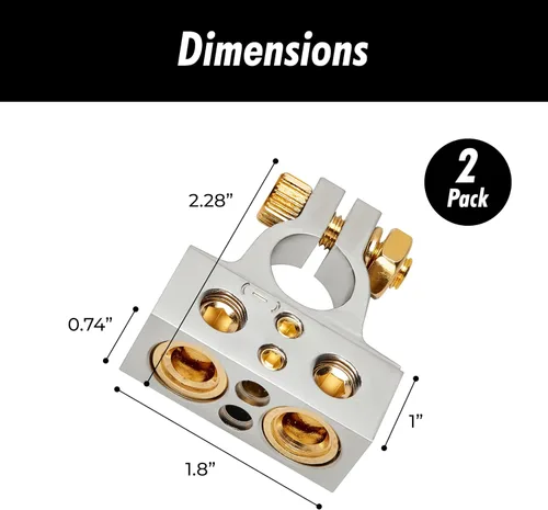 Miniatura 3 de InstallGear Terminales de batería de calibre 0/4/8 o 10 con calzas - positivo y negativo - para paquete de baterías, terminal de batería
