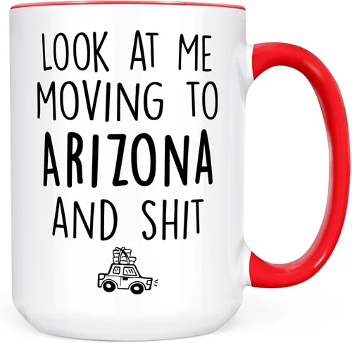 Miniatura 19 de Sweet & Salty Taza con texto en inglés «Look at Me Moving to Arizona», regalos para alguien que se muda fuera del estado, «Welcome Farewell Goodbye