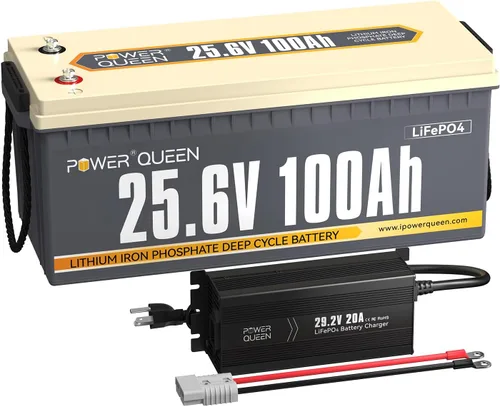 Miniatura 12 de Power Queen Batería LiFePO4 de 12.8 V 50 Ah con cargador de batería LiFePO4 de 14.6 V 10 A, BMS integrado de 50 A, batería de ciclo profundo