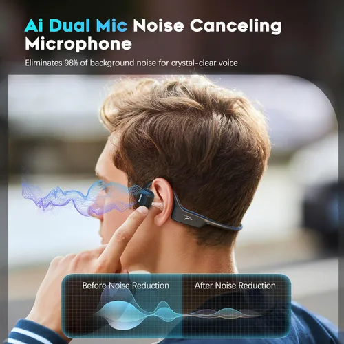 Miniatura 2 de MAIRDI Auriculares de conducción ósea con micrófono, auriculares inalámbricos de oído abierto Bluetooth 5.3, 10 horas de reproducción, auriculares