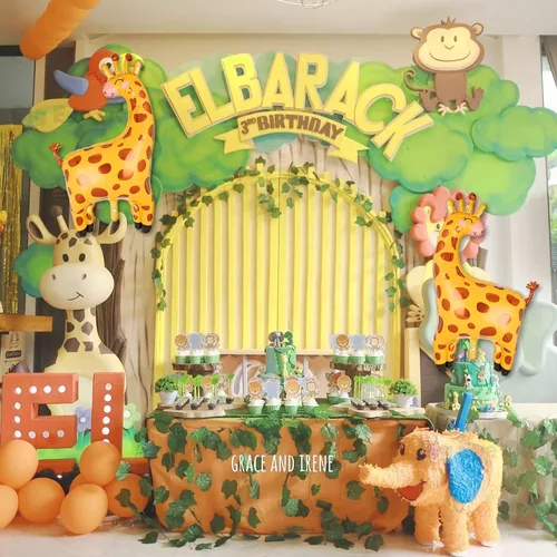 Miniatura 4 de Globos de papel de aluminio de jirafa, gran selva, safari, animal, decoraciones de fiesta de cumpleaños, globo gigante de safari para niño, salvaje