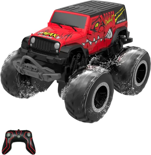 STEMTRON Coche de control remoto anfibio 2.4GHz 1:20 todo terreno todoterreno RC coche control remoto barco regalos para niños niños rojo Rojo Suv