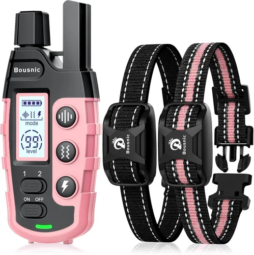 Miniatura 9 de Bousnic Collar de choque para perro, 2 perros (5-120 libras) – Collar de entrenamiento impermeable de 3300 pies para perros grandes, medianos