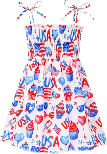 Miniatura 10 de Vieille Vestido de verano para niñas pequeñas, vestido de verano con tirantes delgados, vestido de princesa estampado floral, vestido casual