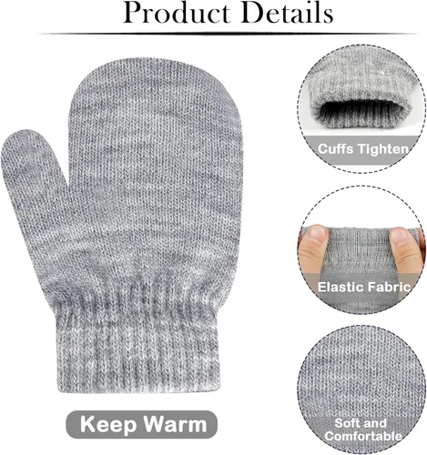 Miniatura 51 de ONESING 5 pares de guantes de invierno negros para bebés y niñas - Guantes cálidos para recién nacidos