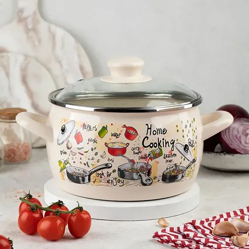Miniatura 3 de Juego de cazuela esmaltada con tapas de vidrio - 3 piezas 2.2 L / 3 L / 5.3 L (Blackberry)