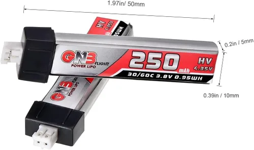 Miniatura 6 de 6pcs 250mAh 1S Batería 3.8V LiHV 30C/60C JST-PH2.0 Conector LiPo Batería para Emax Tinyhawk, Mobula7 FPV Racing Drone